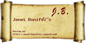 Jenet Bonifác névjegykártya